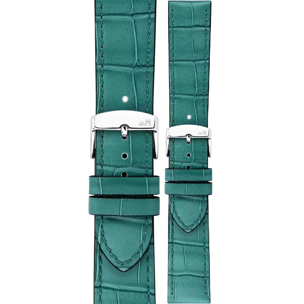 MORELLATO Ustica Water Resistant Watch Strap 22-20mm Turquoise Calf Leather with Alligator Grain Silver Buckle A01X6081E32076CR22