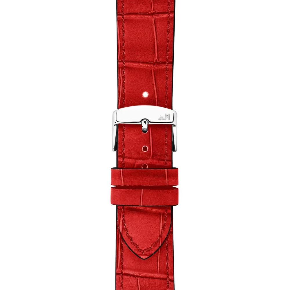 MORELLATO Ustica Water Resistant Watch Strap 20-18mm Red Calf Leather with Alligator Grain Silver Buckle A01X6081E32083CR20