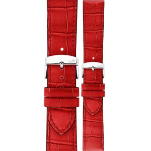 MORELLATO Ustica Water Resistant Watch Strap 20-18mm Red Calf Leather with Alligator Grain Silver Buckle A01X6081E32083CR20 - 59673