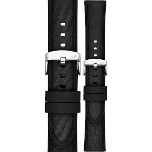 MORELLATO Stintino Water Resistant Watch Strap 20-18mm Black Rubber & Fabric Silver Buckle A01X6082E35019CR20 - 59552