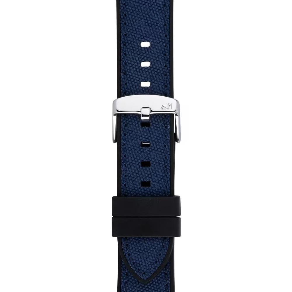 MORELLATO Stintino Water Resistant Watch Strap 22-20mm Black Rubber & Blue Fabric Silver Buckle A01X6082E35064CR22