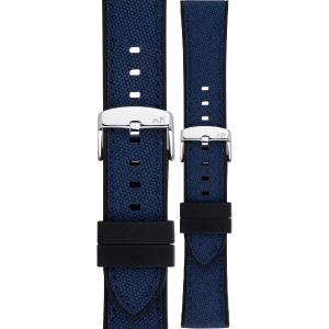 MORELLATO Stintino Water Resistant Watch Strap 22-20mm Black Rubber & Blue Fabric Silver Buckle A01X6082E35064CR22 - 59569