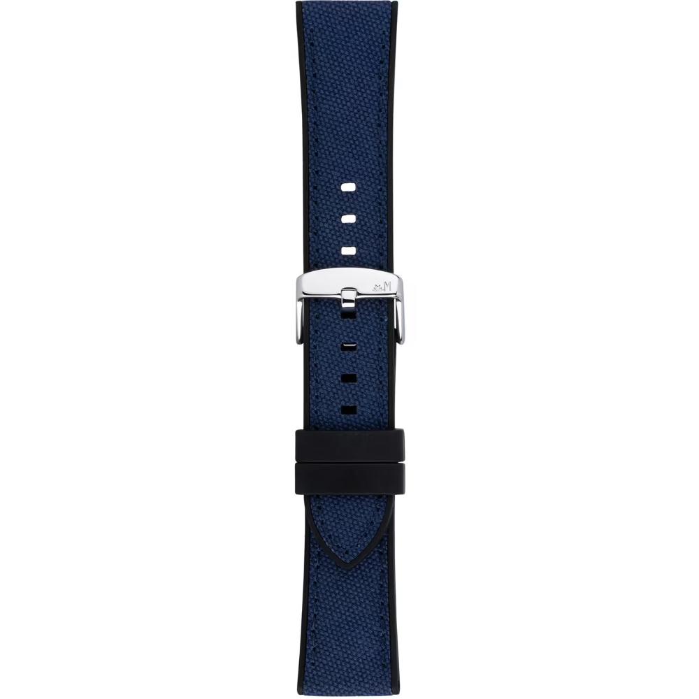 MORELLATO Stintino Water Resistant Watch Strap 22-20mm Black Rubber & Blue Fabric Silver Buckle A01X6082E35064CR22