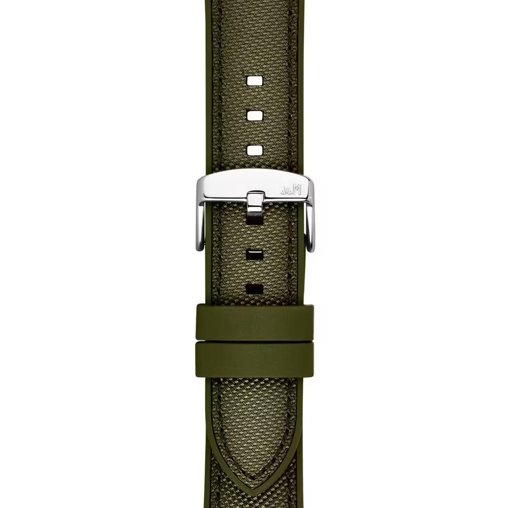 MORELLATO Stintino Water Resistant Watch Strap 22-20mm Olive Green Rubber & Fabric Silver Buckle A01X6082E35073CR22