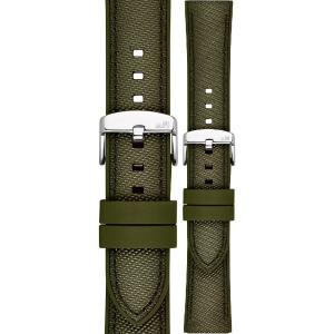 MORELLATO Stintino Water Resistant Watch Strap 22-20mm Olive Green Rubber & Fabric Silver Buckle A01X6082E35073CR22 - 59601