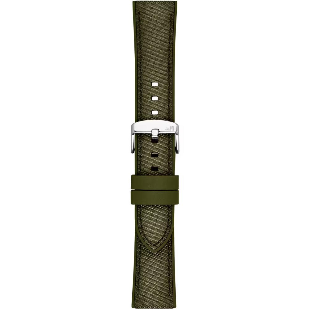 MORELLATO Stintino Water Resistant Watch Strap 22-20mm Olive Green Rubber & Fabric Silver Buckle A01X6082E35073CR22