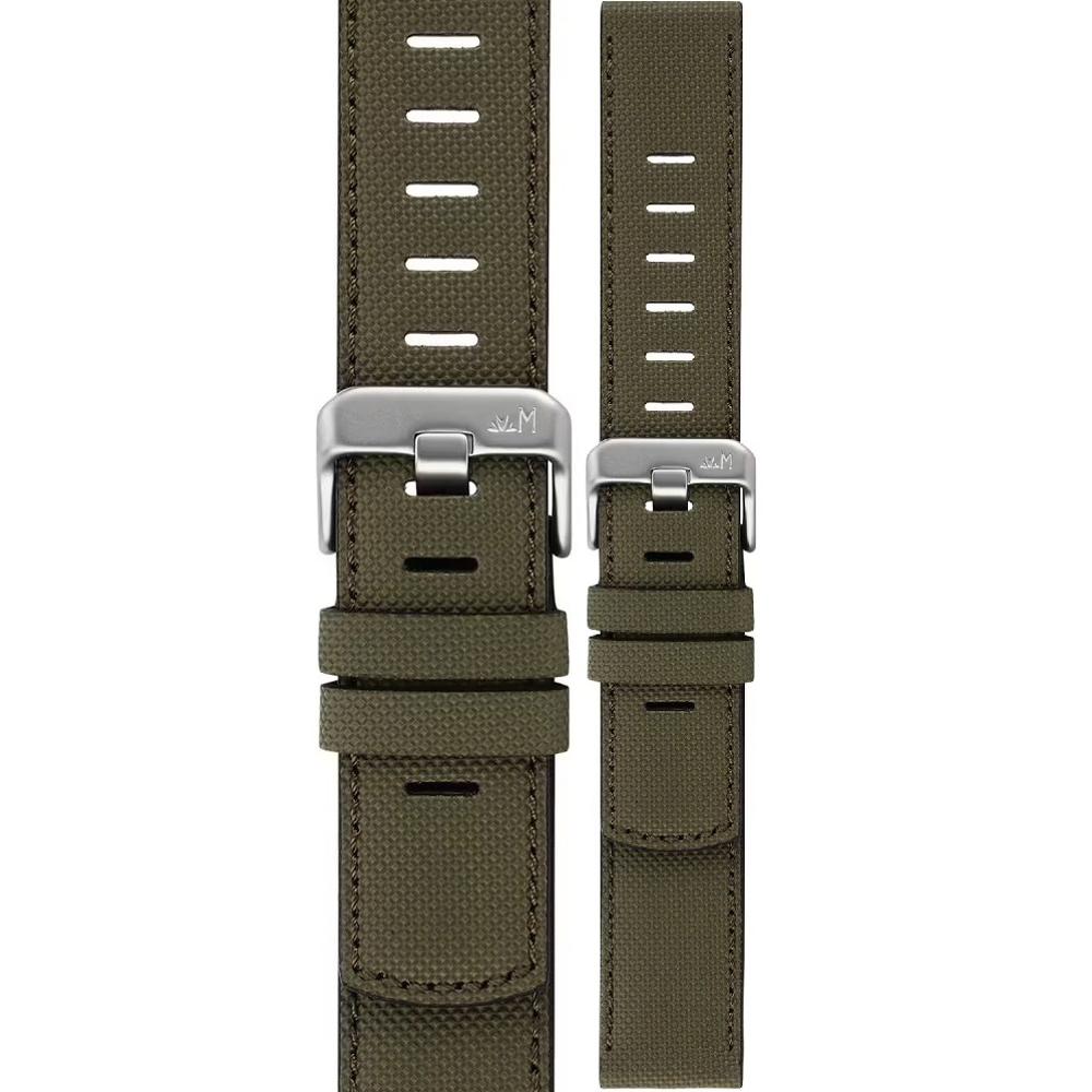 MORELLATO Bit Watch Strap 18mm Olive Green Coated Leather Silver Hardware A01X6084E39070SB18