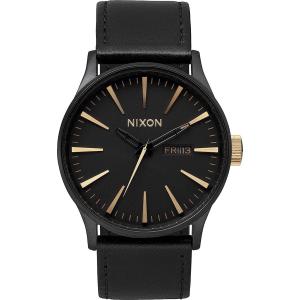 NIXON The Sentry Three Hands 42mm Black Stainless Steel Black Leather Strap A105-1041-00 - 4158