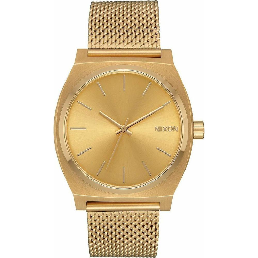 NIXON The Time Teller Milanese Three Hands 37mm Gold Stainless Steel Mesh Bracelet A1187-502-00
