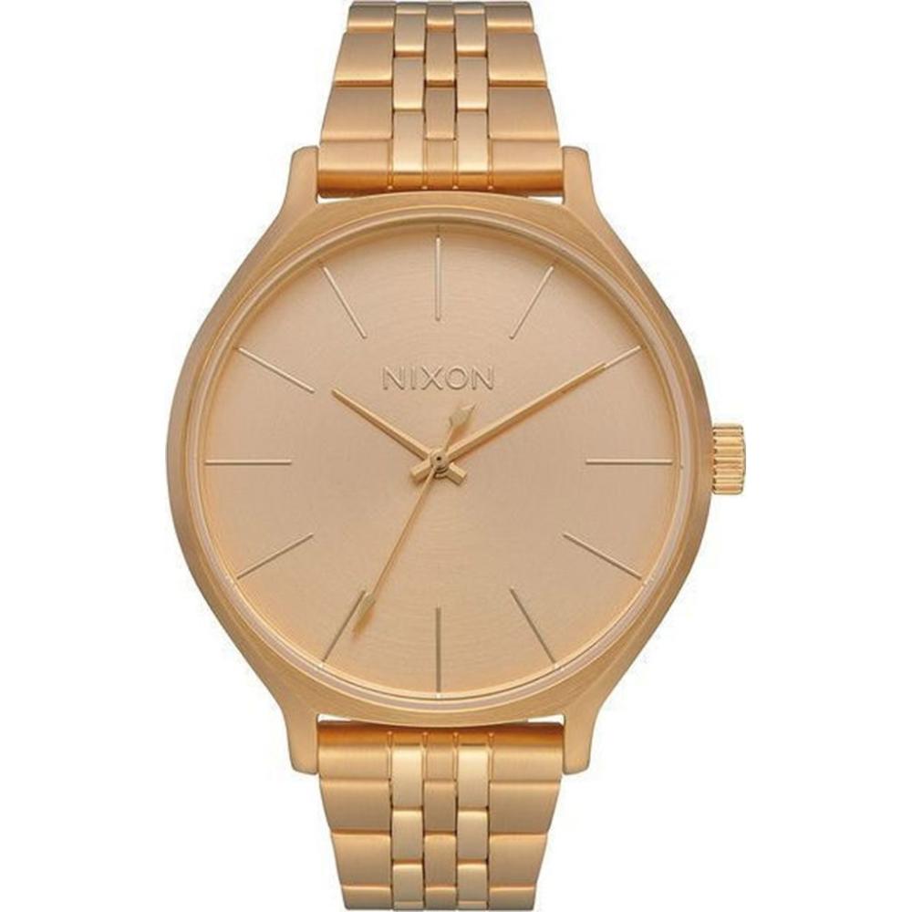 NIXON The Clique Three Hands 38mm Gold Stainless Steel Bracelet A1249-502-00 