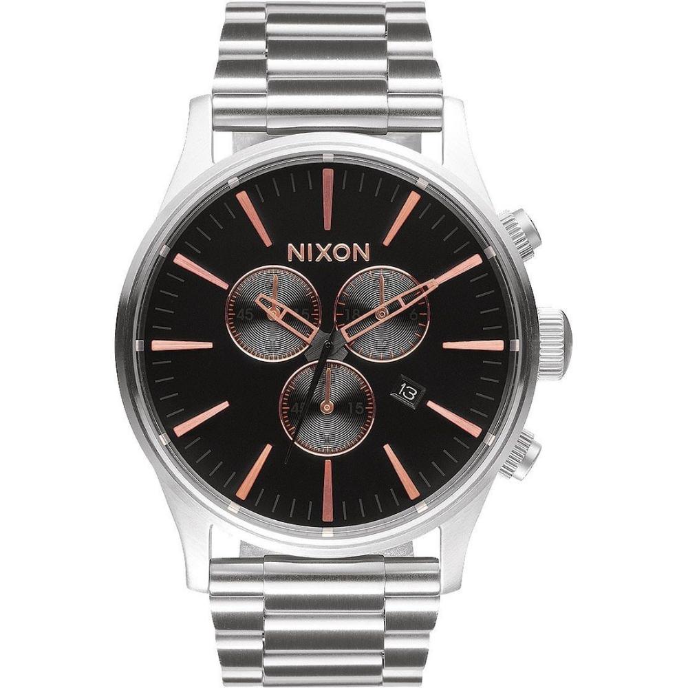 NIXON The Sentry Chronograph 42mm Silver Stainless Steel Bracelet A386-2064-00