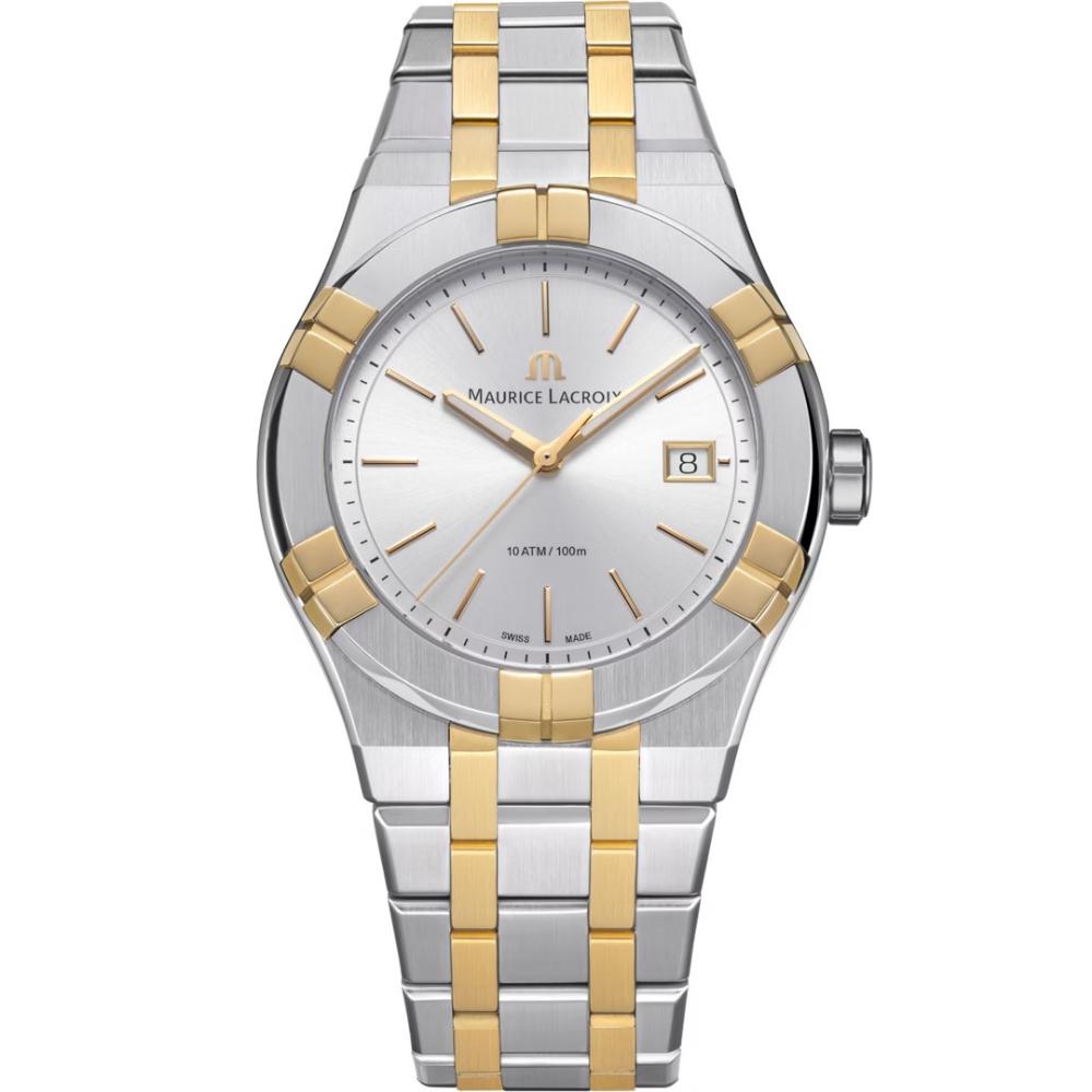 MAURICE LACROIX Aikon Quartz Silver Dial 40mm Two Tone Gold Stainless Steel Bracelet AI1108-PVY13-130-1