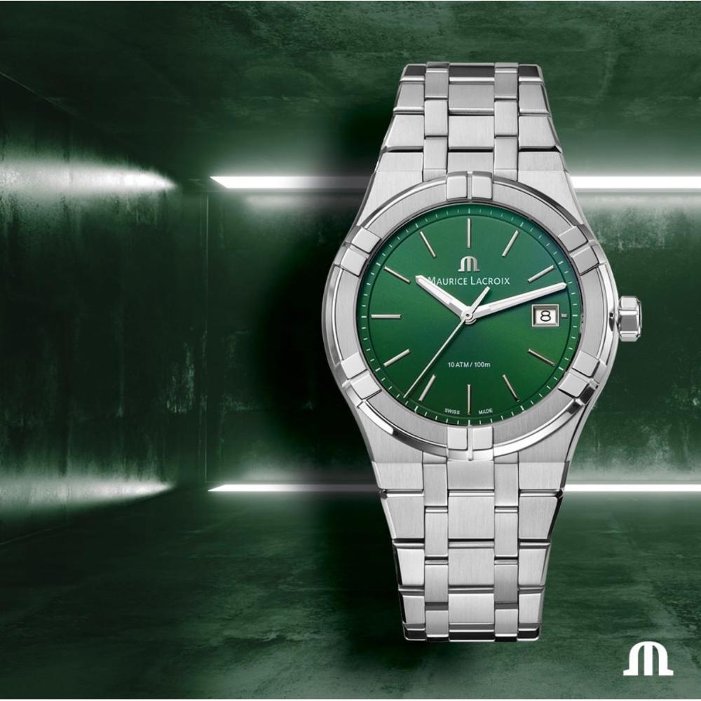 MAURICE LACROIX Aikon Quartz Green Dial 40mm Silver Stainless Steel Bracelet AI1108-SS002-630-1 - 7