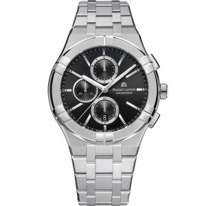 MAURICE LACROIX Aikon Quartz Chronograph Black Dial 42mm Silver Stainless Steel Bracelet AI1118-SS002-330-1 - 47828