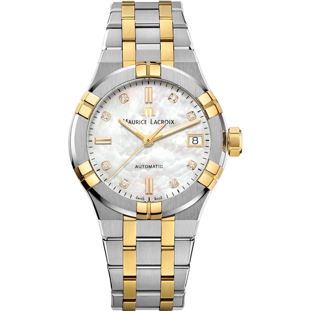 MAURICE LACROIX Aikon Automatic White Pearl with Diamonds Dial 35mm Bicolor Stainless Steel Bracelet AI6006-PVY13-170-1