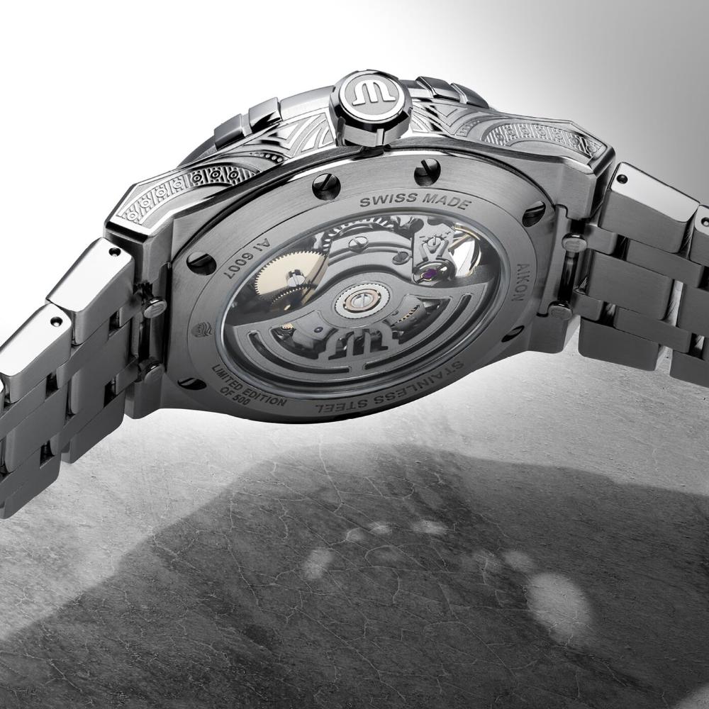 MAURICE LACROIX Aikon Skeleton Urban Tribe Automatic 39mm Silver Stainless Steel Bracelet AI6007-SS009-030-1