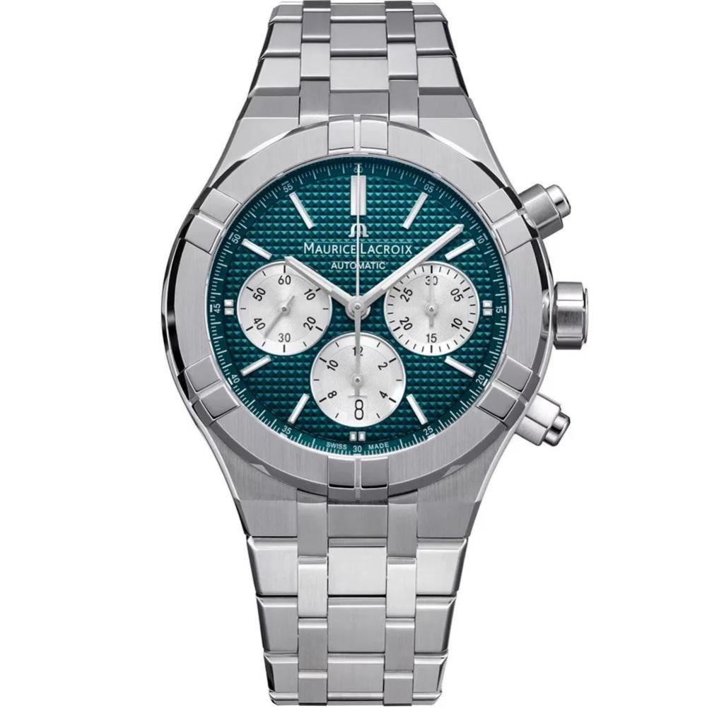 MAURICE LACROIX Aikon Auto Chrono Limited Edition Petrol Green Dial 44mm Silver Stainless Steel Bracelet AI6018-SS002-630-1