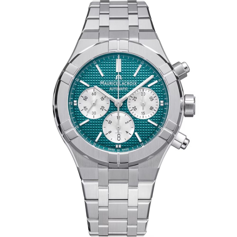 MAURICE LACROIX Aikon Auto Chrono Limited Edition Petrol Green Dial 44mm Silver Stainless Steel Bracelet AI6018-SS002-630-1