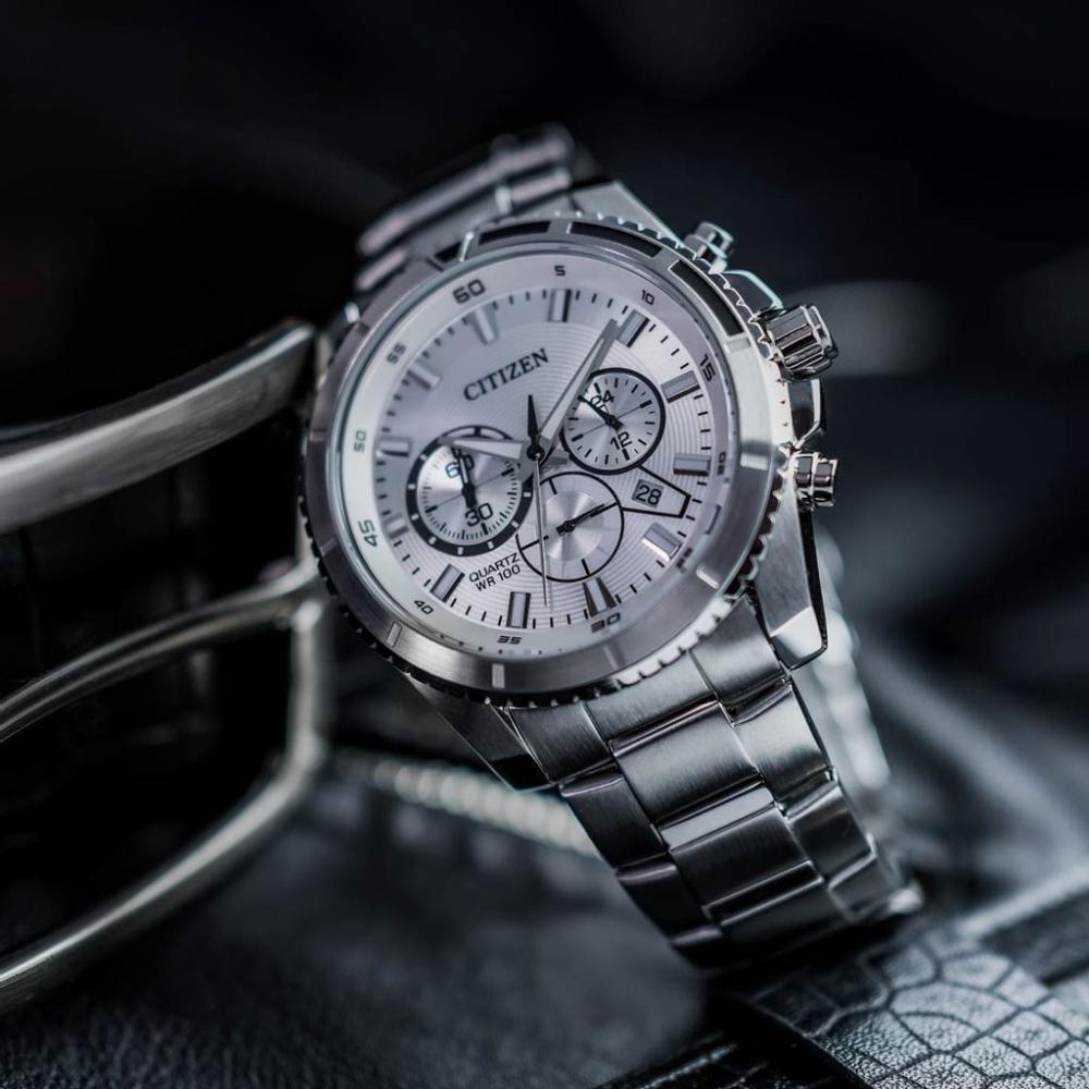 CITIZEN Chronograph Silver Dial 44mm Silver Stainless Steel Bracelet AN8200-50A - 6
