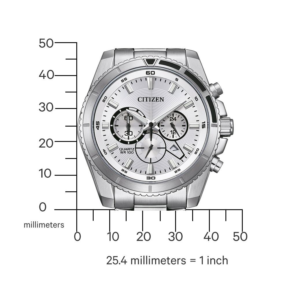 CITIZEN Chronograph Silver Dial 44mm Silver Stainless Steel Bracelet AN8200-50A