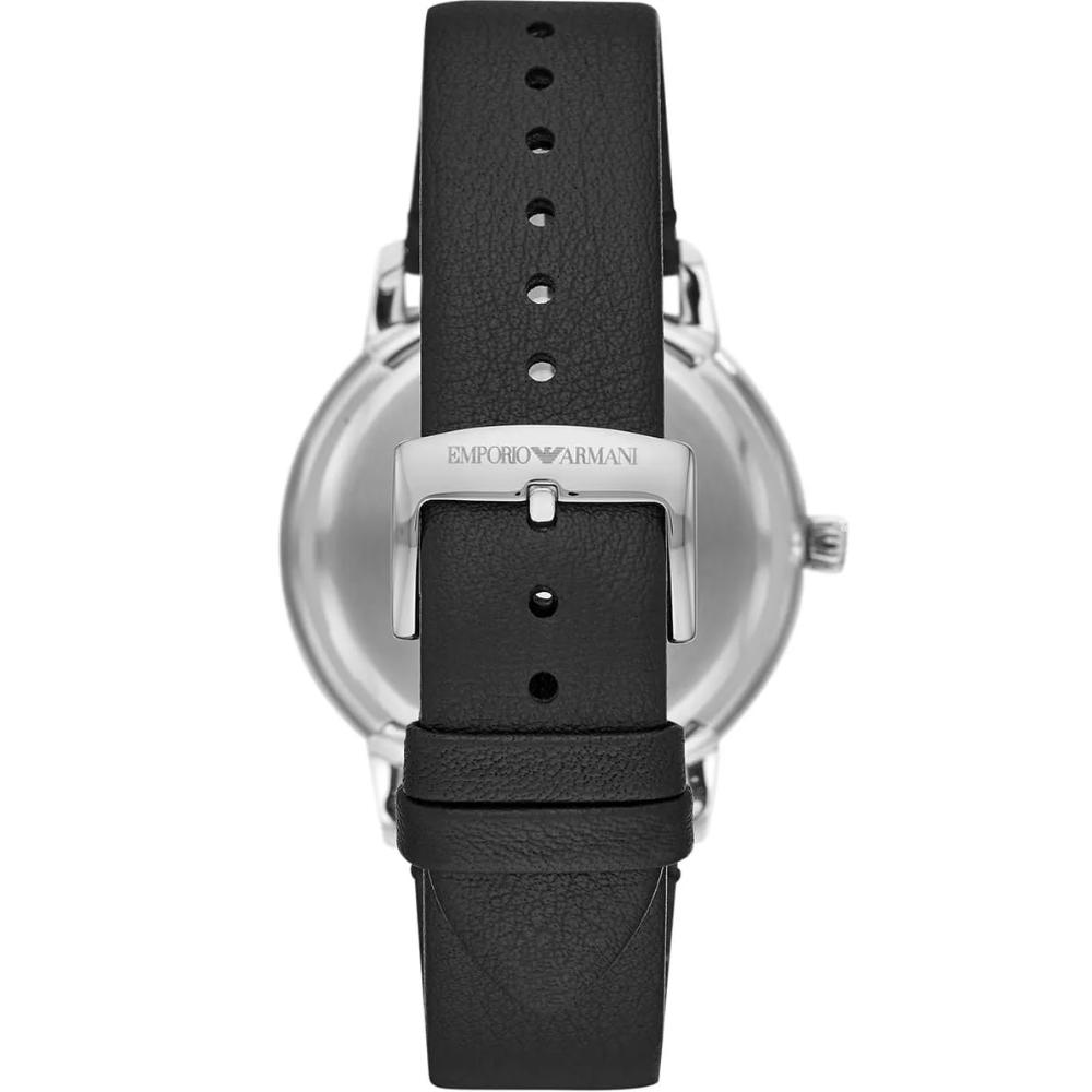 EMPORIO ARMANI Ruggero Grey Dial 43mm Silver Stainless Steel Black Leather Strap AR11277