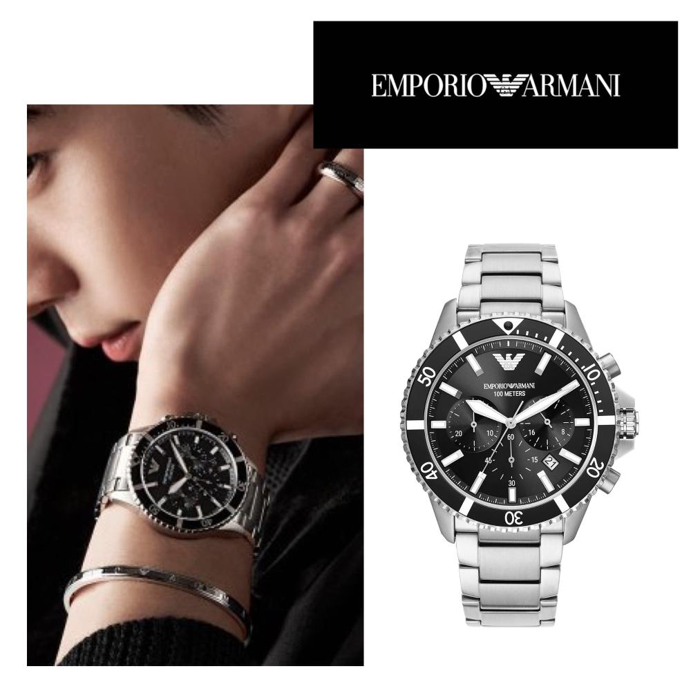 EMPORIO ARMANI Diver Chronograph 43mm Silver Stainless Steel Bracelet AR11360 - 6