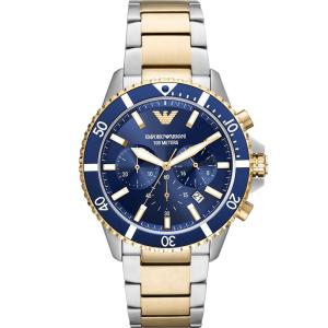 EMPORIO ARMANI Diver Chronograph 43mm Silver & Gold Stainless Steel Bracelet AR11362 - 33439