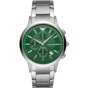 EMPORIO ARMANI Renato Chronograph Green Dial 43mm Silver Stainless Steel Bracelet AR11507 - 28074