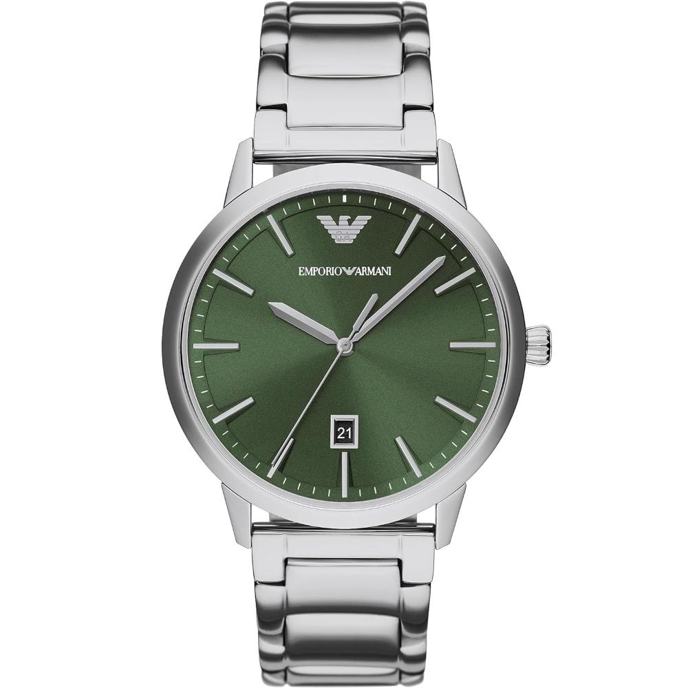 EMPORIO ARMANI Ruggero Green Dial 43mm Silver Stainless Steel Bracelet AR11575