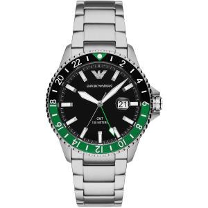 EMPORIO ARMANI Diver GMT Black Dial 42mm Silver Stainless Steel Bracelet AR11589 - 44012
