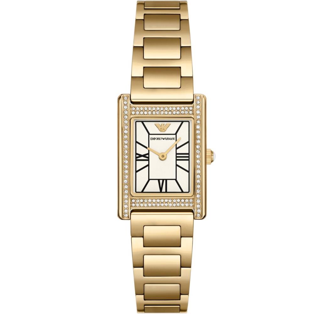 EMPORIO ARMANI Genni White Dial with Crystals 22mm Gold Stainless Steel Bracelet AR11659