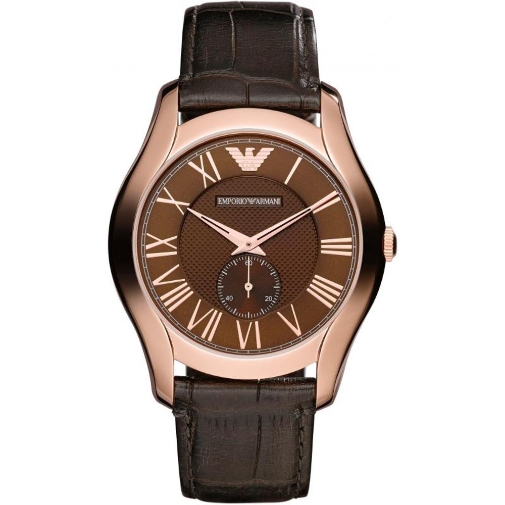 EMPORIO ARMANI Classic Three Hands 43mm Rose Gold Stainless Steel Brown Leather Strap AR1705 - 1