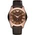 EMPORIO ARMANI Classic Three Hands 43mm Rose Gold Stainless Steel Brown Leather Strap AR1705 - 0