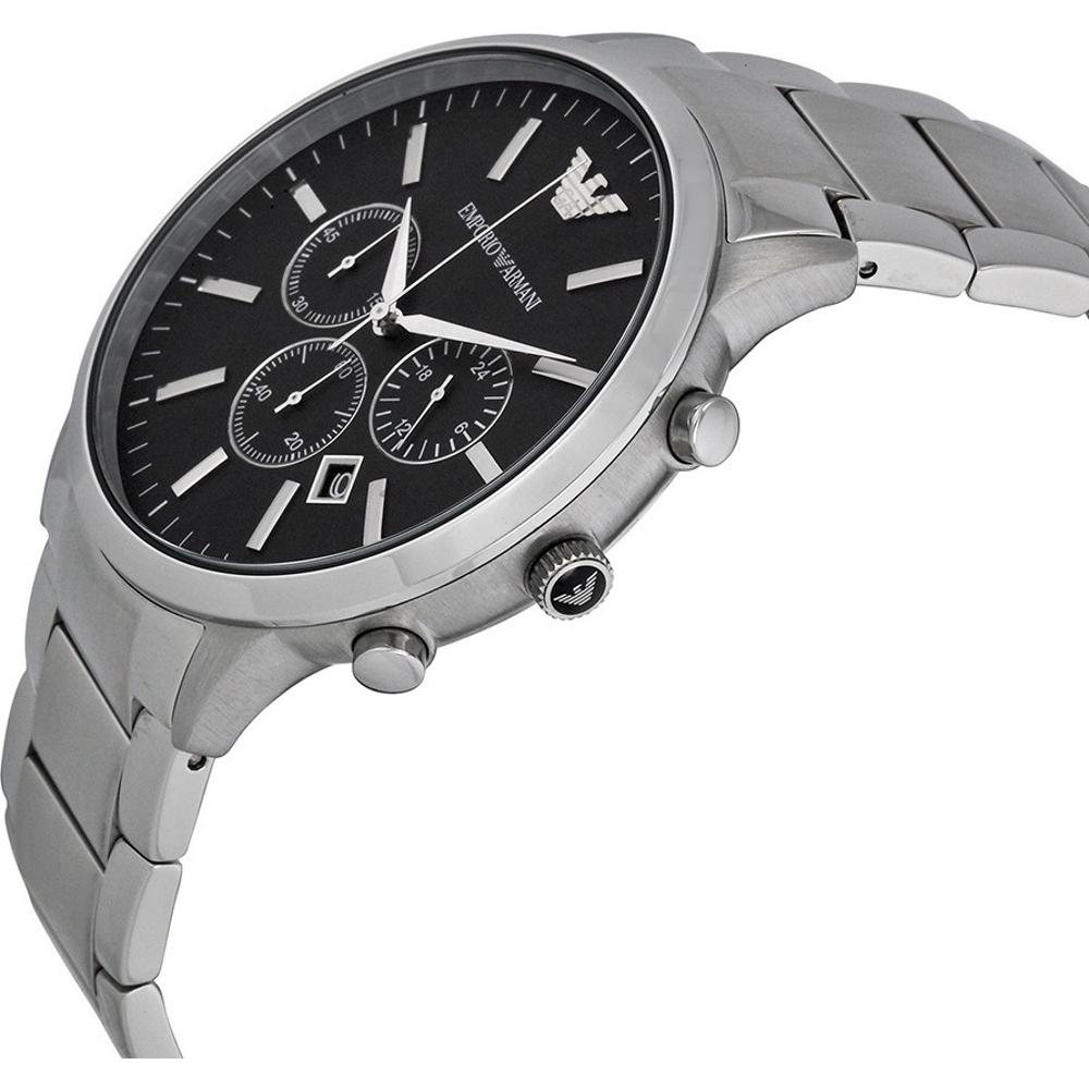 EMPORIO ARMANI Sportivo Chronograph Black Dial 46mm Silver Stainless Bracelet AR2460