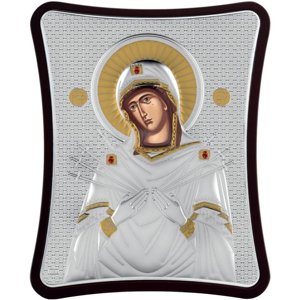 ΑΣΗΜΕΝΙΑ ΕΙΚΟΝΑ Παναγία Επτά Σπαθιά (12cm x 15cm) MA/E1414/2X