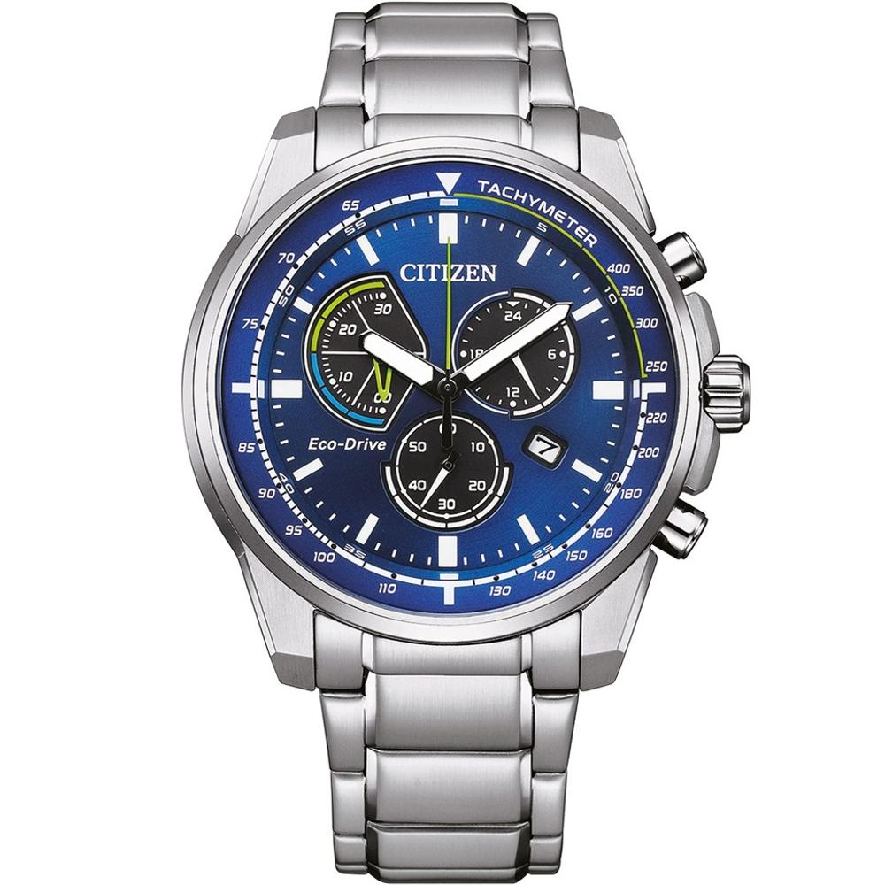 CITIZEN Eco-Drive Chronograph 44mm Silver Stainless Steel Bracelet AT1190-87L