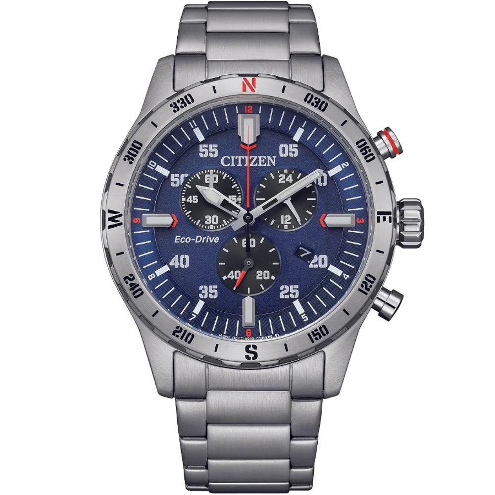 CITIZEN Eco-Drive Chronograph 43.5mm Silver Stainless Steel Bracelet AT2520-89L