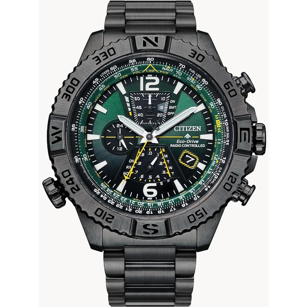 CITIZEN Promaster Navihawk A-T Eco-Drive Radio-Controlled Chronograph 48mm Black Stainless Steel Bracelet AT8227-56X