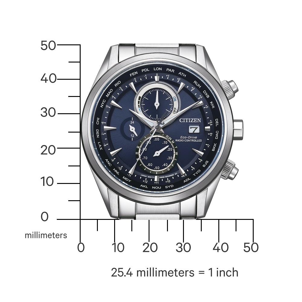CITIZEN Eco-Drive Radio Controlled Multifunction Blue Dial 43mm Silver Stainless Steel Bracelet AT8260-85L