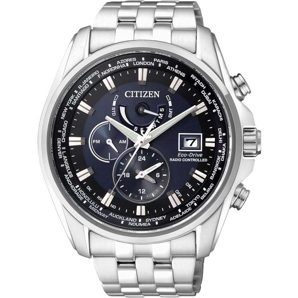 CITIZEN Eco-Drive Radio Controlled Multifunction Blue Dial 44mm Silver Stainless Steel Bracelet AT9030-55L