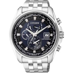 CITIZEN Eco-Drive Radio Controlled Multifunction Blue Dial 44mm Silver Stainless Steel Bracelet AT9030-55L - 5891