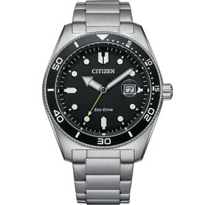 CITIZEN Eco-Drive Date Black Dial 43mm Silver Stainless Steel Bracelet AW1760-81E - 32339