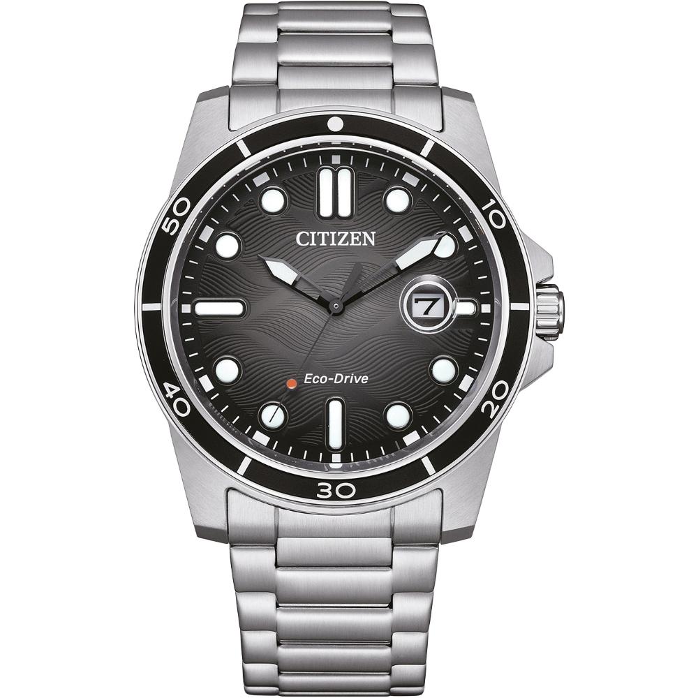 CITIZEN Sporty Marine Eco-Drive Black Dial 41.5mm Silver Stainless Steel Bracelet AW1816-89E