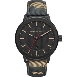ARMANI EXCHANGE Maddox Three Hands 46mm Black Stainless Steel Green Leather Strap AX1460 - 10230