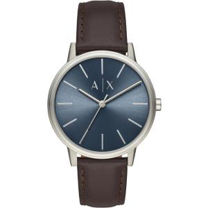 ARMANI EXCHANGE Cayde Three Hands 42mm Silver Stainless Steel Brown Leather Strap AX2704 - 10278