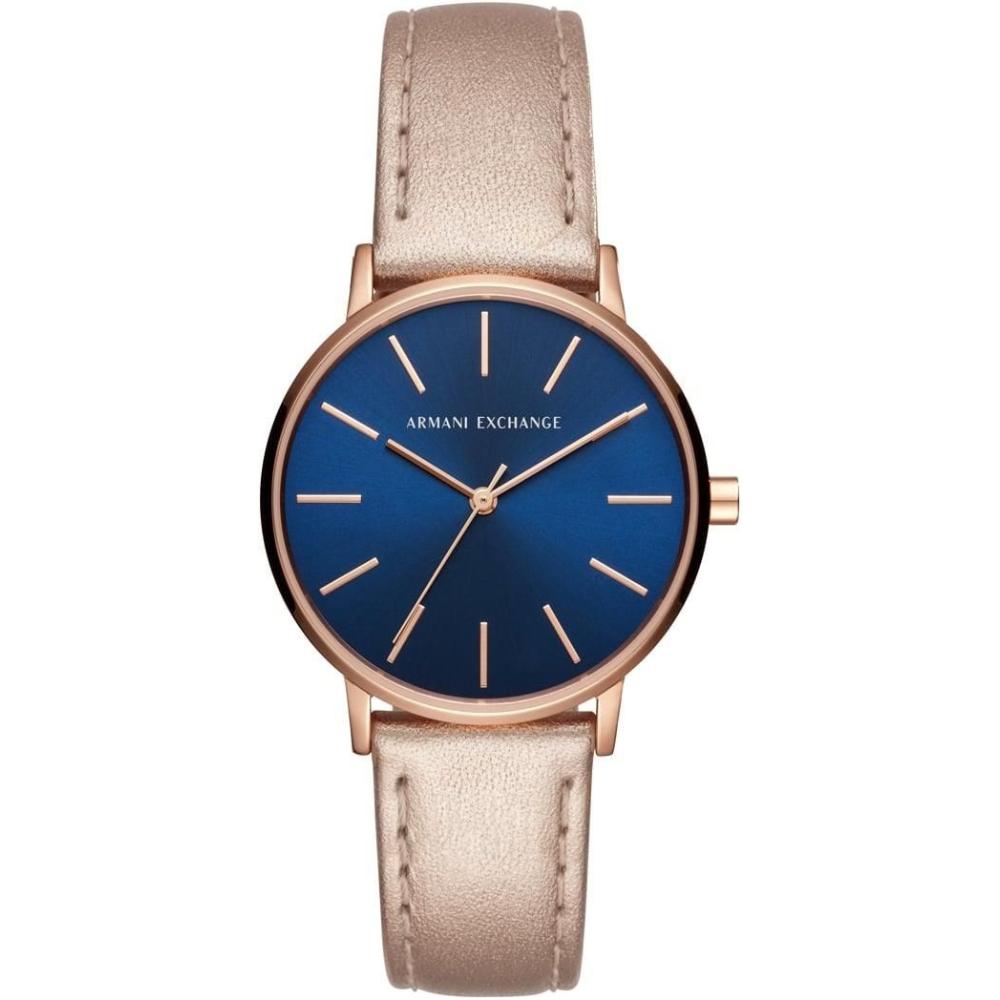 ARMANI EXCHANGE Lola Three Hands 36mm Rose Gold Stainless Steel Rose Gold Leather Strap AX5547