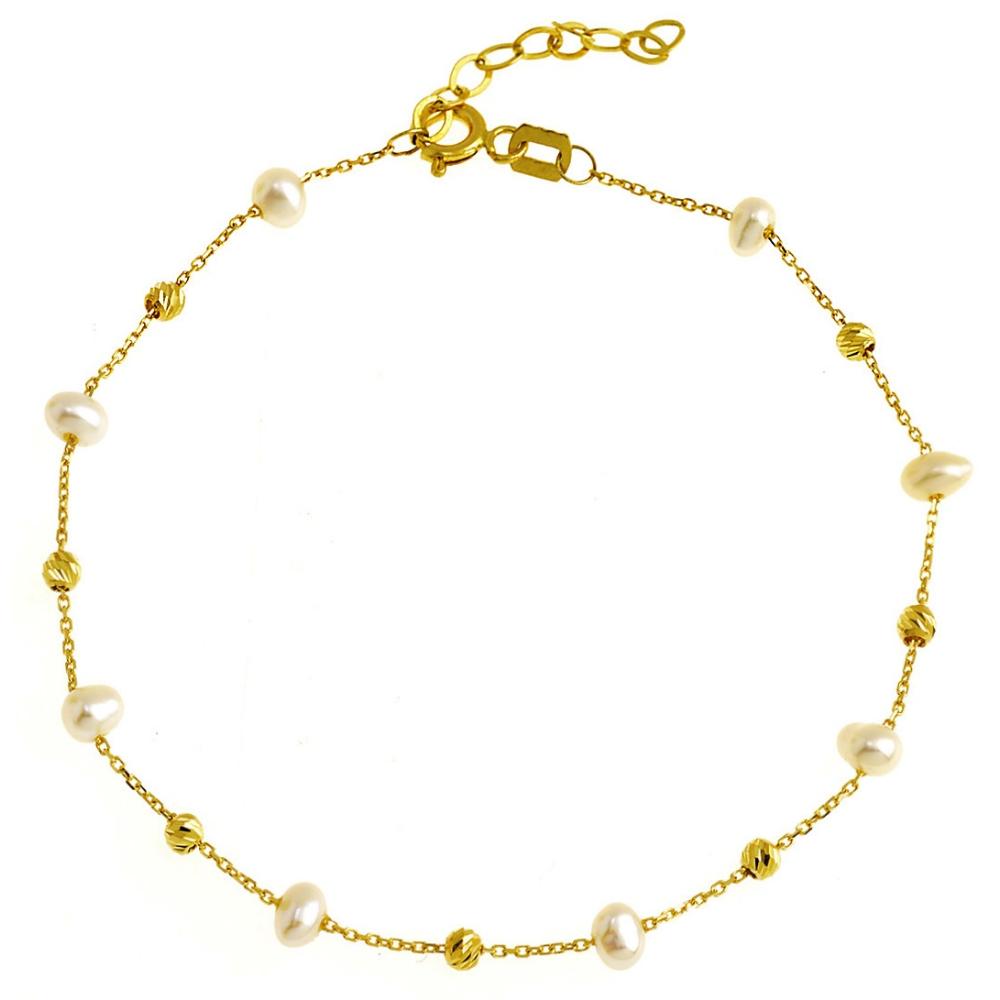 BRACELET SENZIO Collection K14 Yellow Gold with Pearls B0056