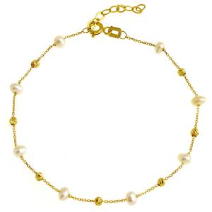 ΒΡΑΧΙΟΛΙ SENZIO Collection Κ14 Κίτρινο Χρυσό με Μαργαριτάρια B0056 - 46489