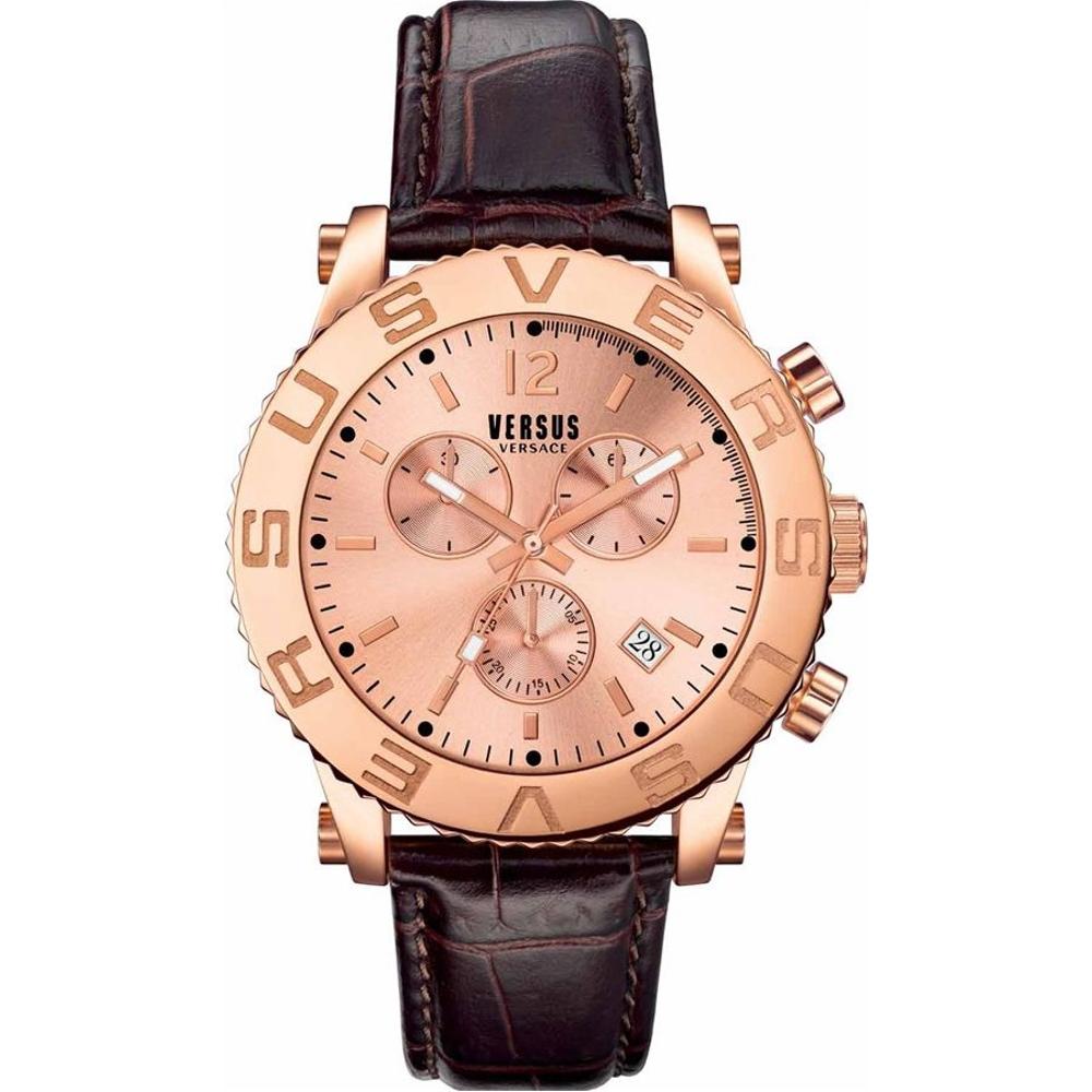 VERSUS VERSACE Madison Chronograph 42mm Rose Gold Stainless Steel Brown Leather Strap SOH090015