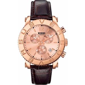VERSUS VERSACE Madison Chronograph 42mm Rose Gold Stainless Steel Brown Leather Strap SOH090015 - 13089